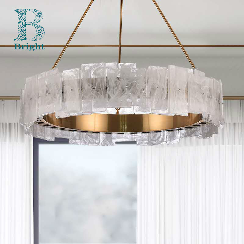Modern Light Luxury Simple Dining Room Mid Century Brass Vintage Pendant Lighting Chandelier Designer Glass Art Living room Round Atmospheric Bar Study Lighting Fixture - Image 2