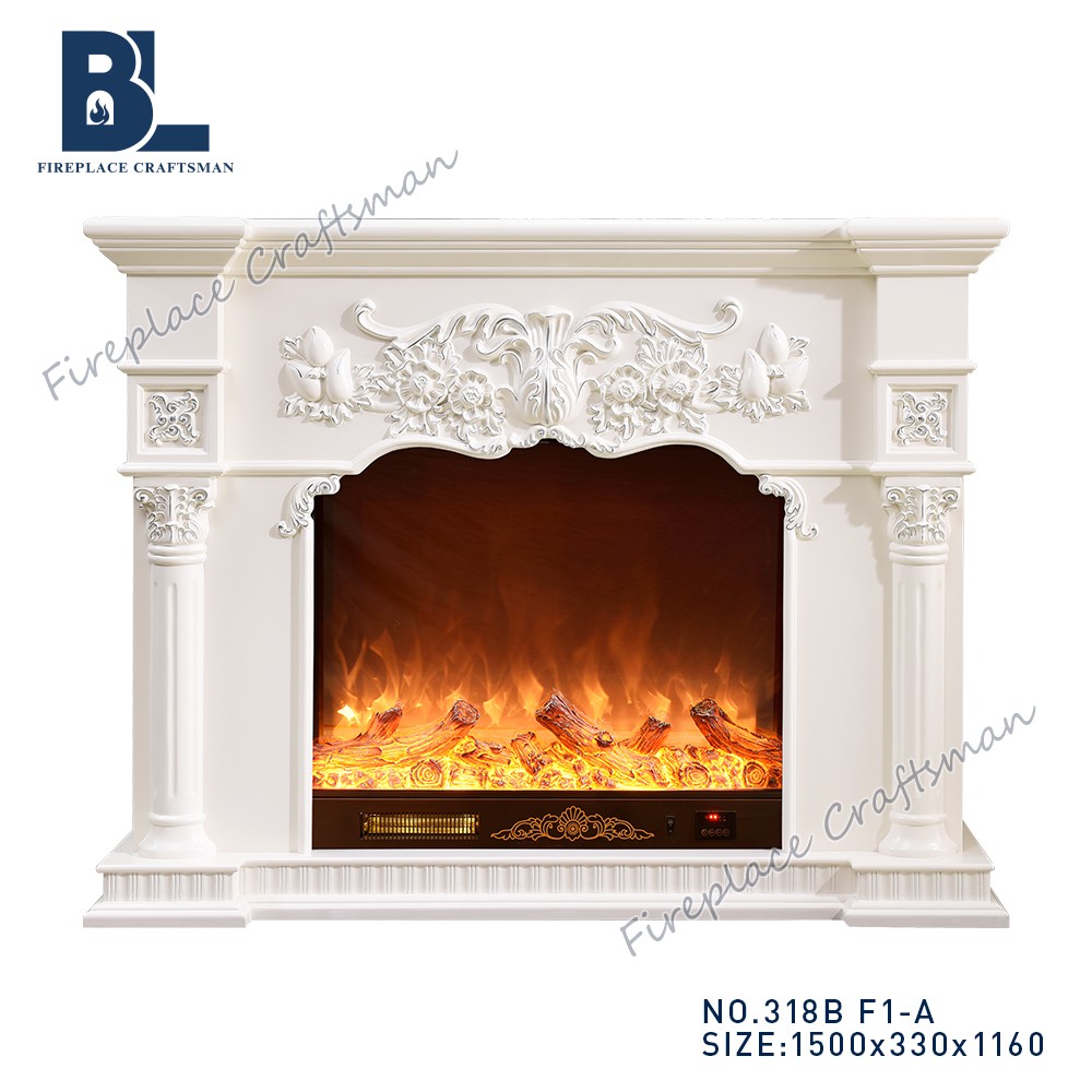 Modern small corner unit electric fireplace mantel ideas with wood burning - Image 2