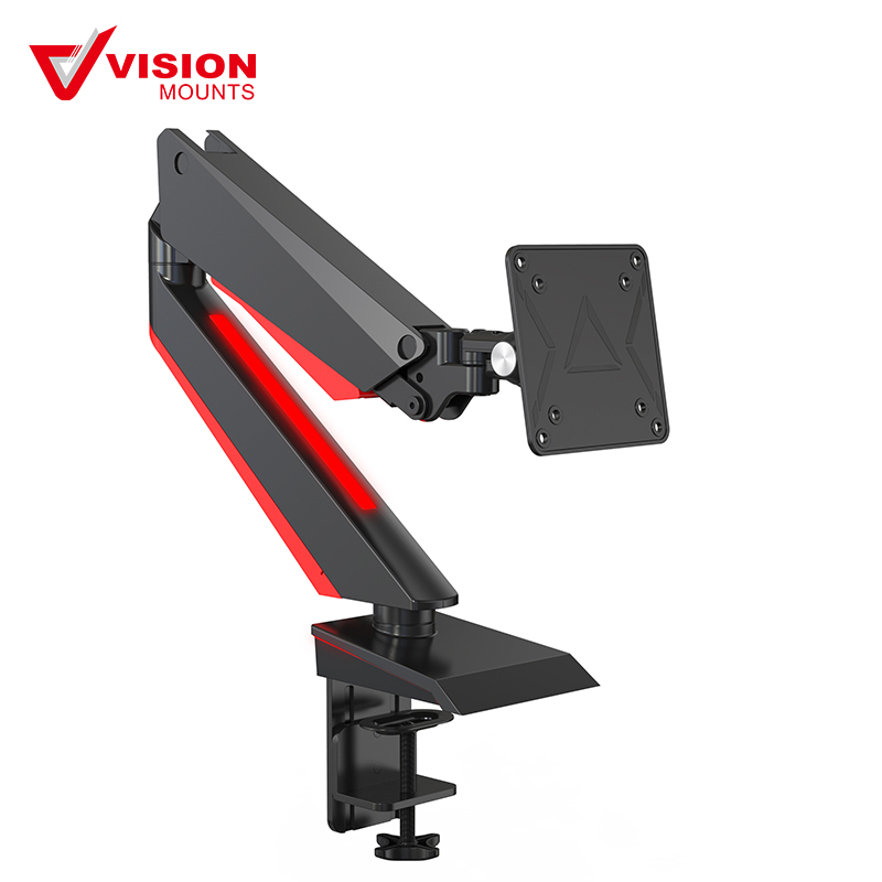 Monitor Mount Stand - Aluminum Gas Spring Arm Height Adjustable Monitor Desk Mount VESA Bracket - Image 2