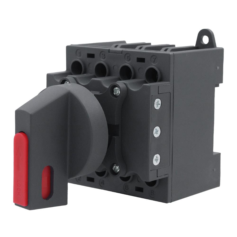 Front view of the DC disconnect switch with lockable handle