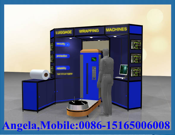 Airport luggage wrapping machine operation overview