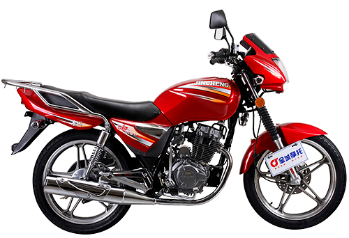 Red Single-Cylinder Street Motorcycle with Luggage Rack