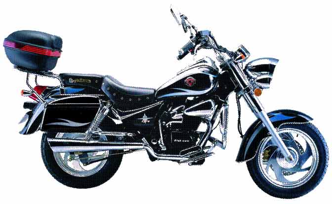 Black and Chrome Cruiser Motorcycle with Rear Trunk
