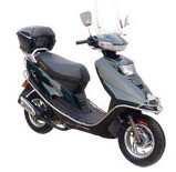Green Urban Commuter Scooter Motorcycle with Rear Storage