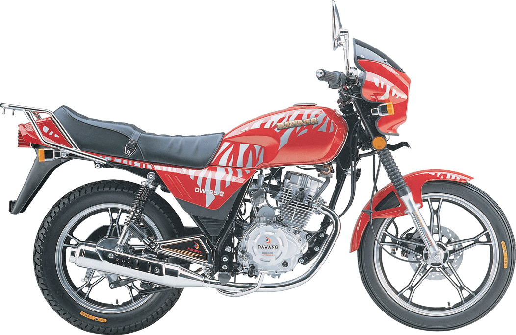 Red and Silver Street Motorcycle with Single-Cylinder Engine