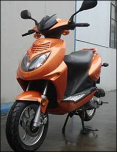 Orange Scooter Motorcycle with Step-Through Frame