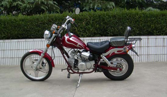 Red and Silver Cruiser Motorcycle with Luggage Rack