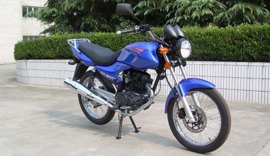 Blue Street Motorcycle with Spoked Wheels