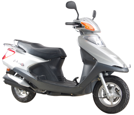 Silver Step-Through Gas Scooter
