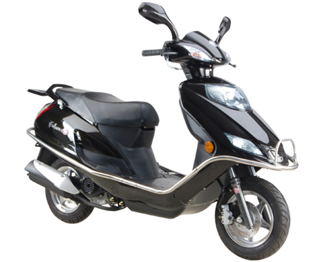 Black Scooter Motorcycle with Step-Through Frame