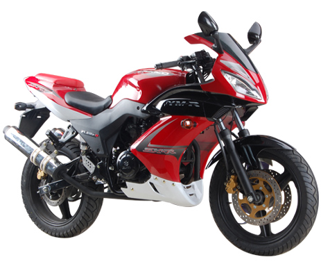 Red and Black Sport Motorcycle with Disc Brakes