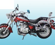 Two-Tone Cruiser Motorcycle with Chrome Accents