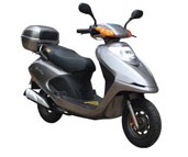 Silver Motor Scooter with Rear Storage
