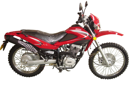 Red Off-Road Motorcycle with Knobby Tires