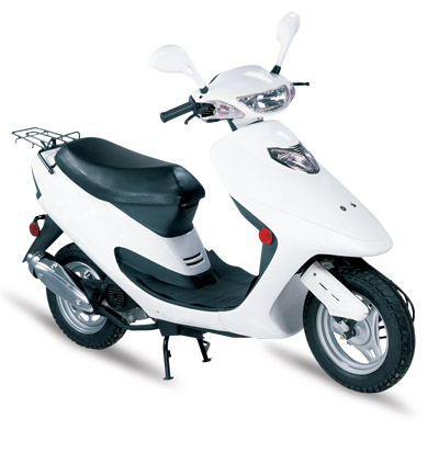 White Gas Scooter with Luggage Rack