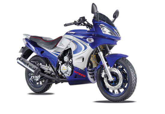 Blue and Silver Sportbike Motorcycle with Fairing