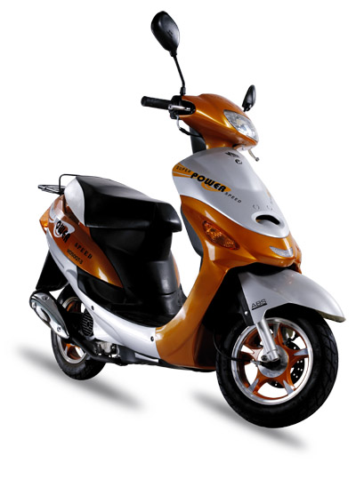Orange and Silver Scooter Motorcycle with Luggage Rack