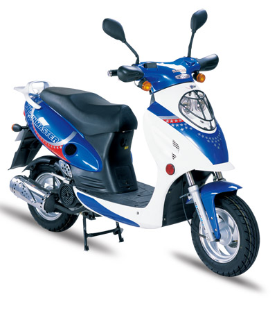 Blue and White Urban Commuter Scooter Motorcycle