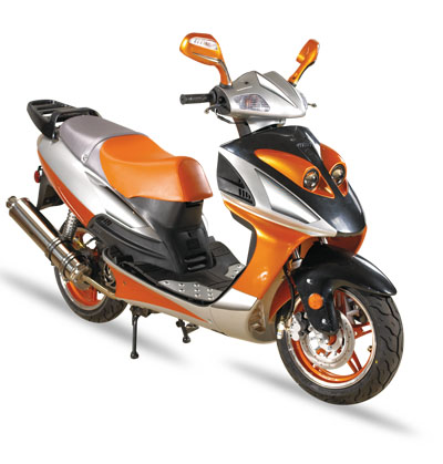 Silver and Orange Step-Through Scooter