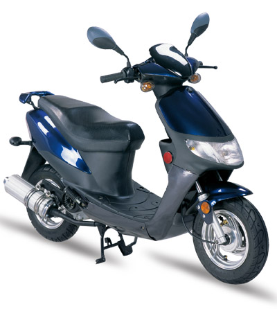 Blue and Black Step-Through Scooter