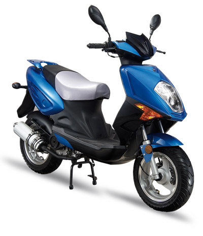 Blue Street Motorcycle with Silver Seat