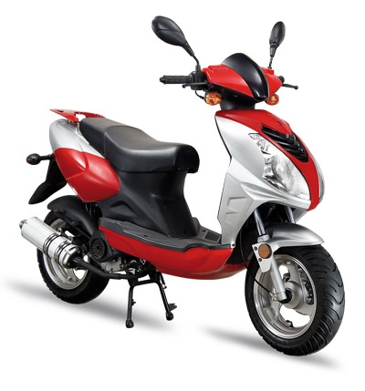Red and Silver Step-Through Scooter
