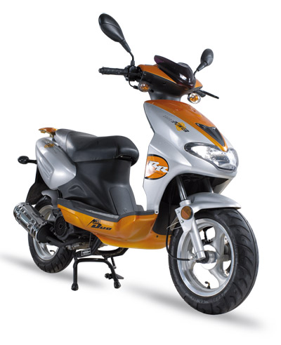 Silver and Orange Gas Scooter