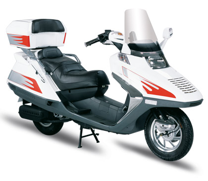 White and Gray Step-Through Gas Scooter