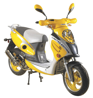 Yellow and Silver Gas Scooter