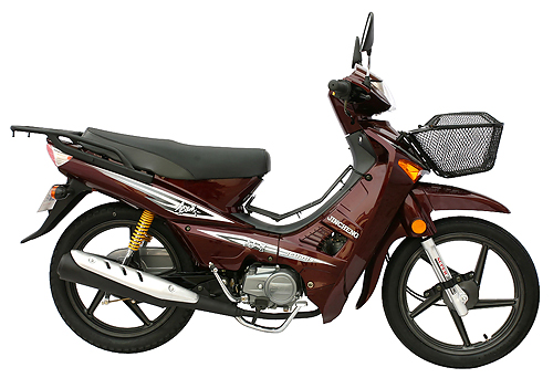 Burgundy Step-Through Motorcycle with Basket