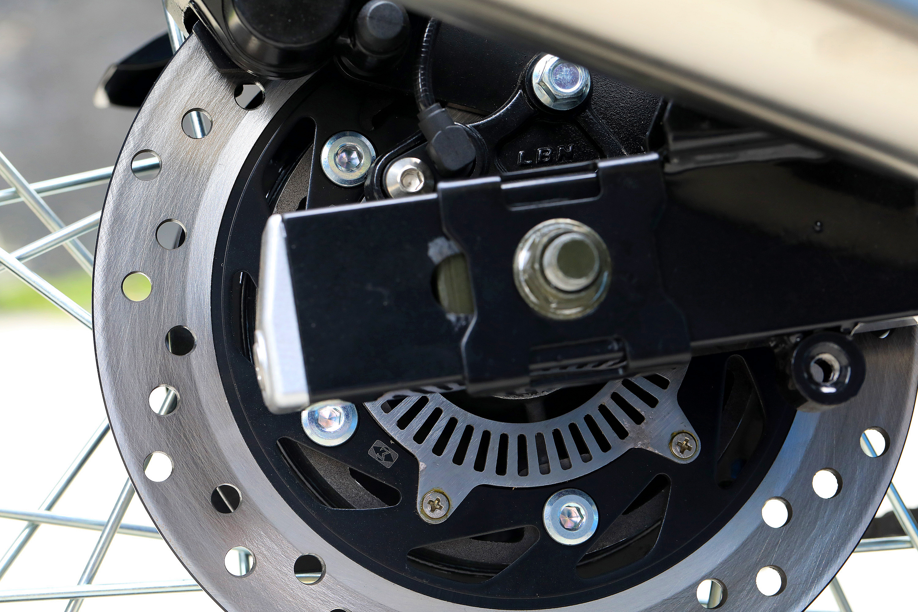 Close up of the disc brake assembly