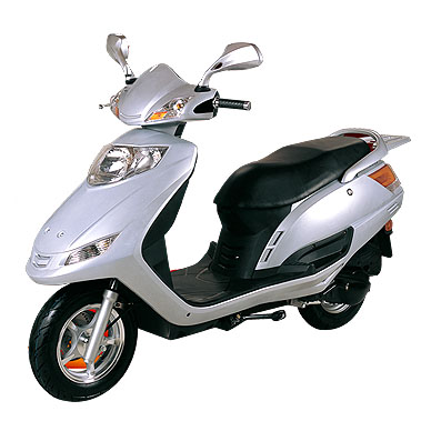 Silver Step-Through Motorcycle Scooter