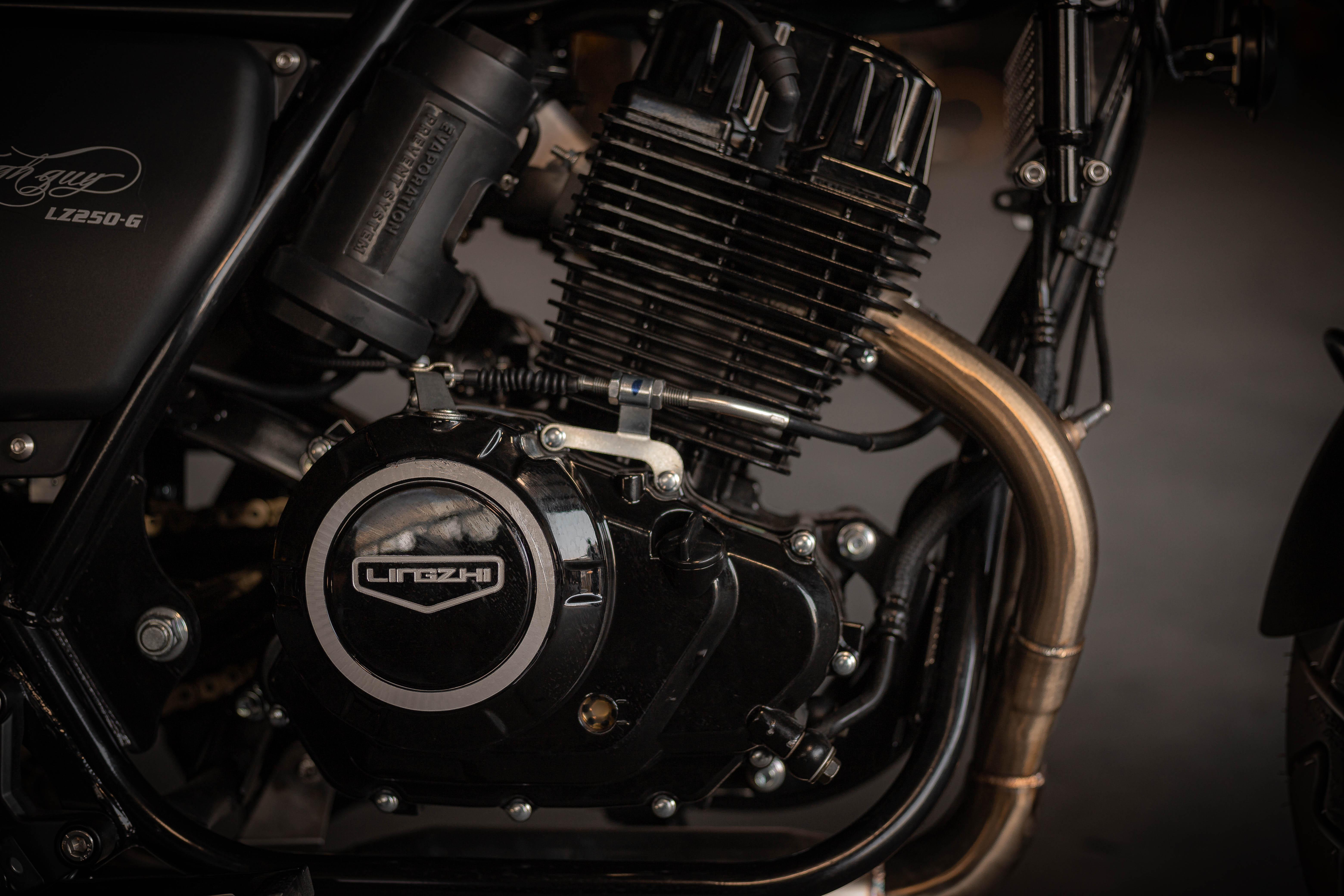 Close up of the 250cc engine block