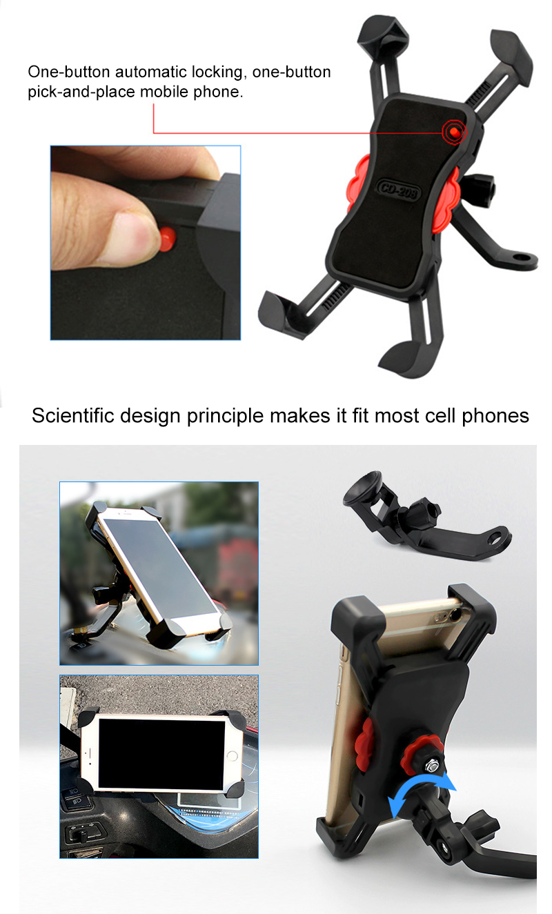 Close up of the one-button locking mechanism on the phone mount