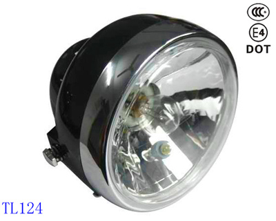 Motorcycle Headlight with Chrome Trim
