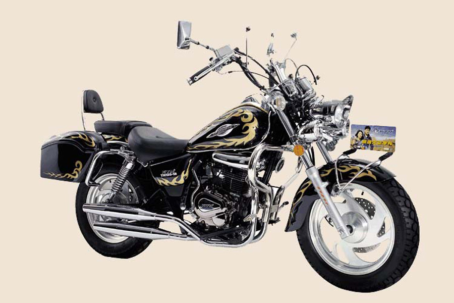 Cruiser Motorcycle with Flame Design