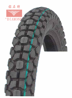 Close-up view of the motorcycle tyre tread pattern