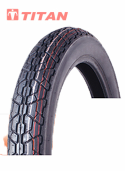 Close up view of the motorcycle tire tread pattern