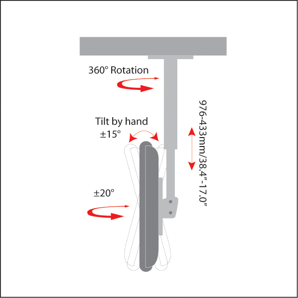 Motorized TV Ceiling Mount with Remote Control