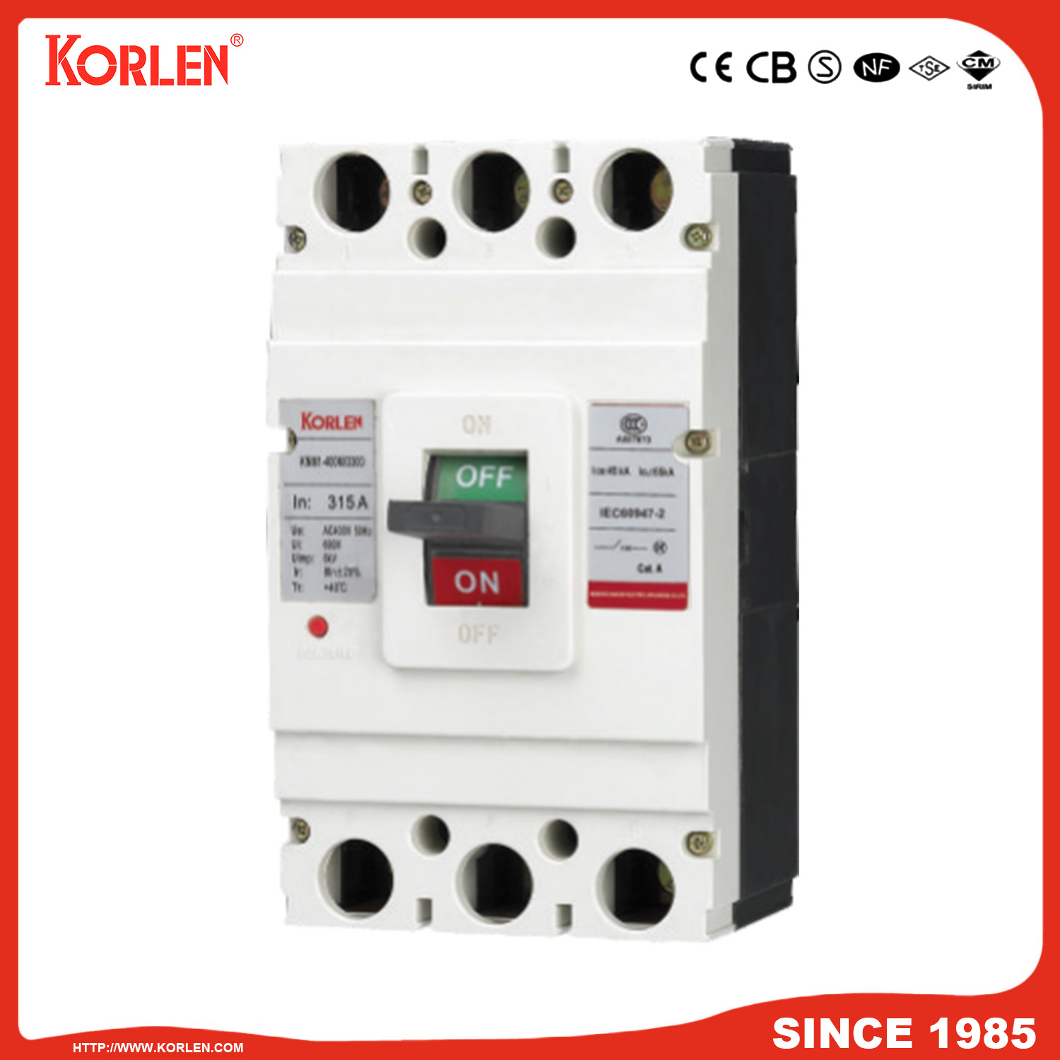 Moulded Case Circuit Breaker MCCB with Ce CB (KNM1 3P/4P) 32A~800A 3p - Image 3
