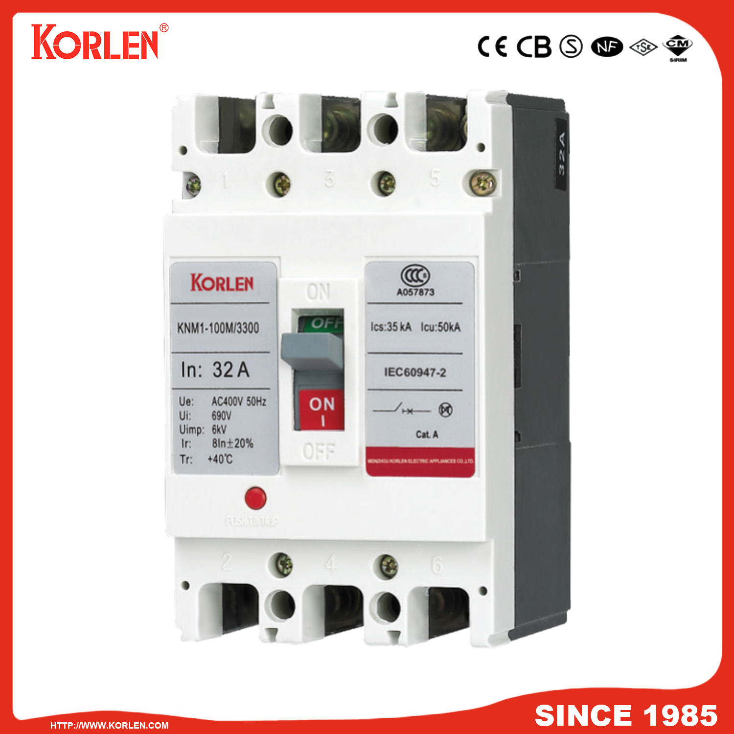 Moulded Case Circuit Breaker MCCB with Ce CB (KNM1 3P/4P) 32A~800A 3p - Image 2