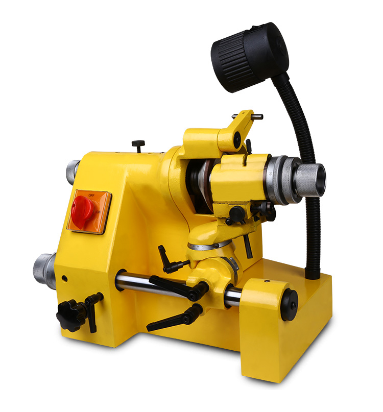 Front view of the grinding machine with power switch
