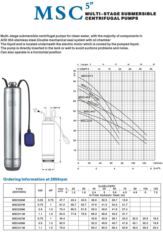 Submersible Centrifugal Pump with Stainless Steel Components