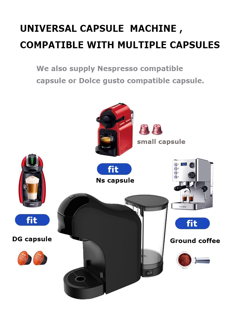 Multi-Capsule Coffee Machine for Nespresso, Dolce Gusto, and Coffee Powder
