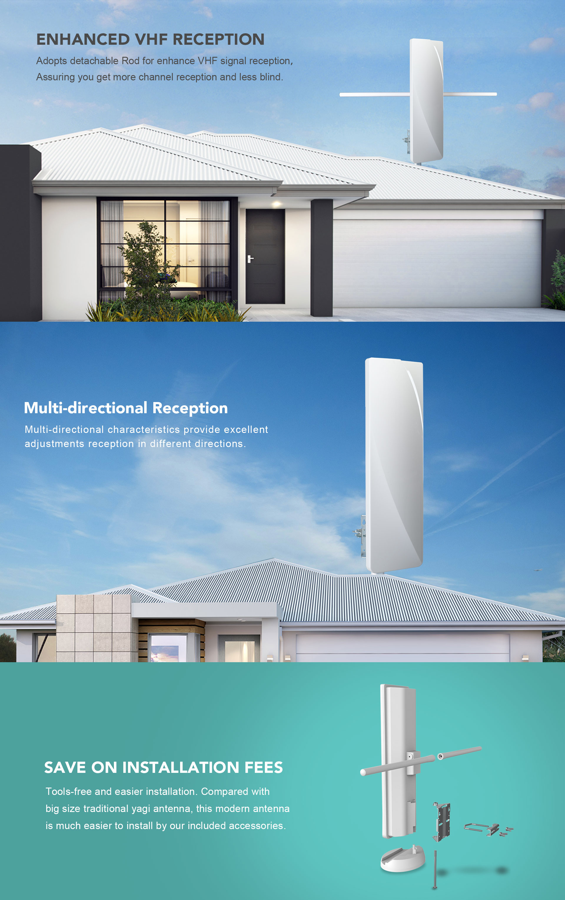 Multi-Directional Outdoor TV Antenna