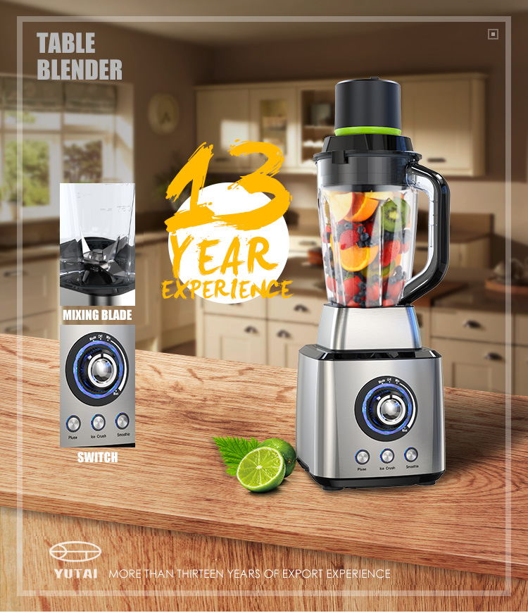 High power blender with stainless steel housing and control panel