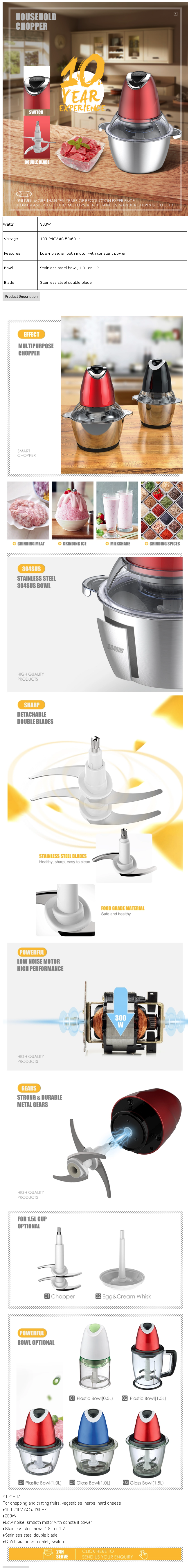Infographic showing product features and optional accessories