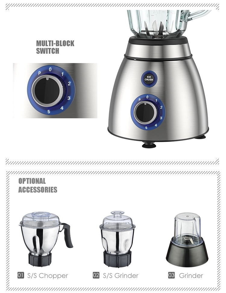 Control panel and optional accessories for the blender