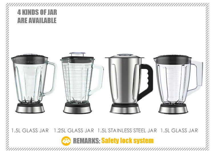 Various jar options for the blender