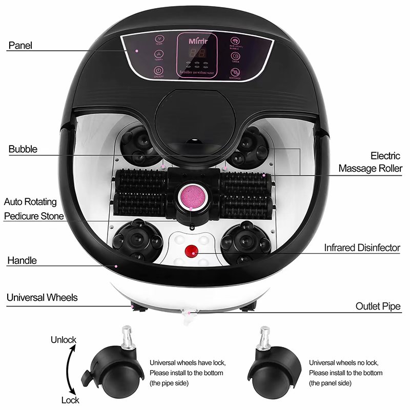 Multifunction Portable Pedicure Basin Heated Infrared Shiatsu Air Bubble Foot Stone Bath Massager for Spa - Image 2